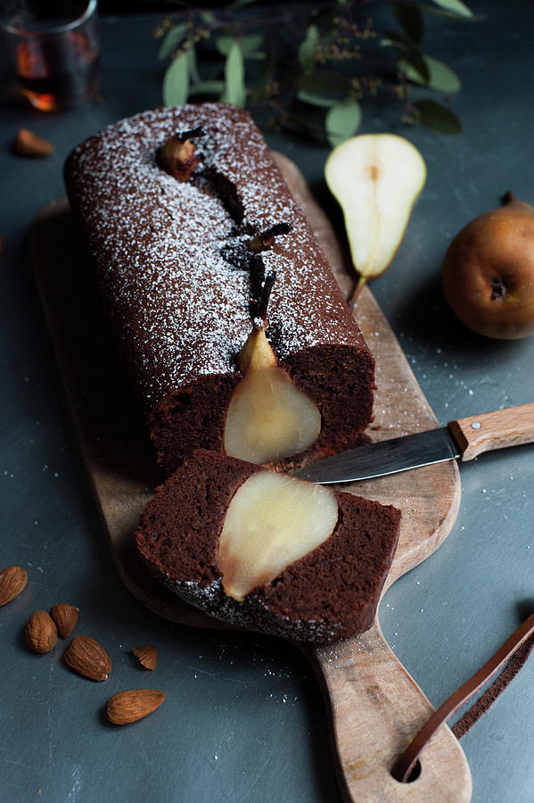 Chocolate, Pear And Almond Cake Photograph by Fauconnet