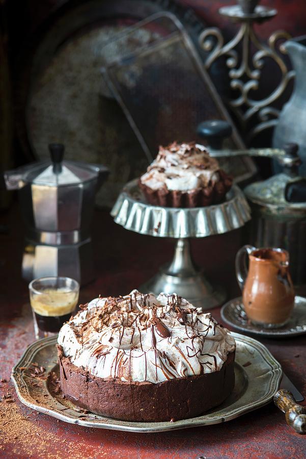 Chocolate Pie With A Chocolate Meringue Photograph by Irina Meliukh