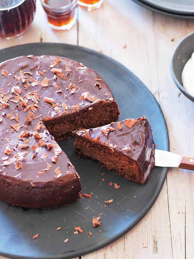 Chocolate-polenta Cake, Sliced Photograph By Andreas Thumm - Fine Art 