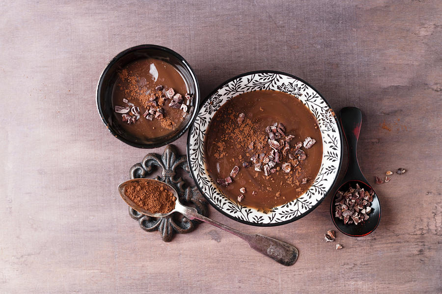 Chocolate Pudding With Cocoa Powder And Cocoa Nibs Photograph by Mandy