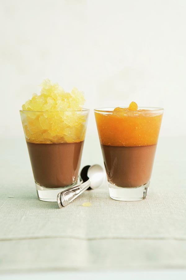 Chocolate Puddings With Two Different Types Of Granita Photograph by Michael Wissing