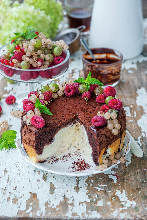 Chocolate Quark Cake With Berries Photograph by Irina Meliukh