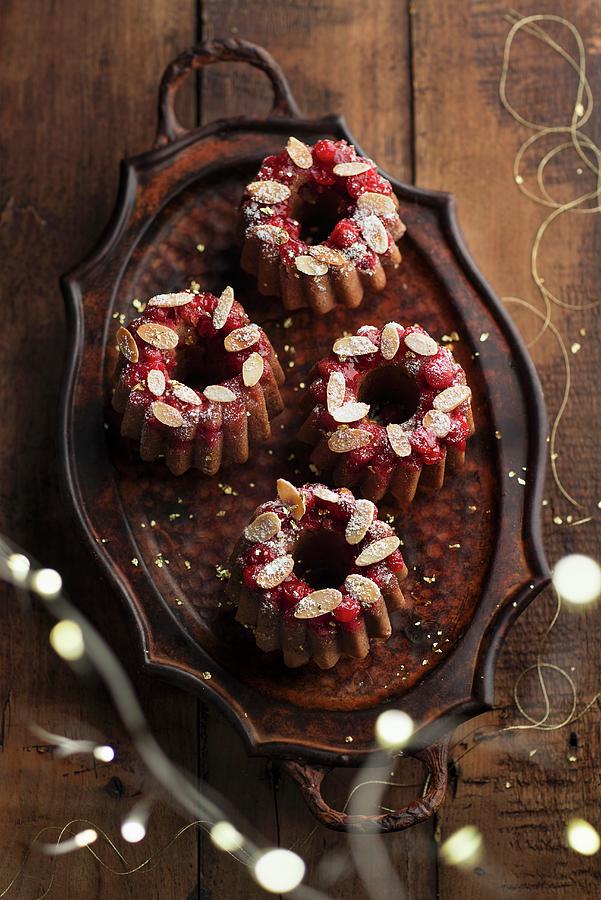 Chocolate, Raspberry And Cranberry Small Savoie Cakes Photograph by Kettenhofen