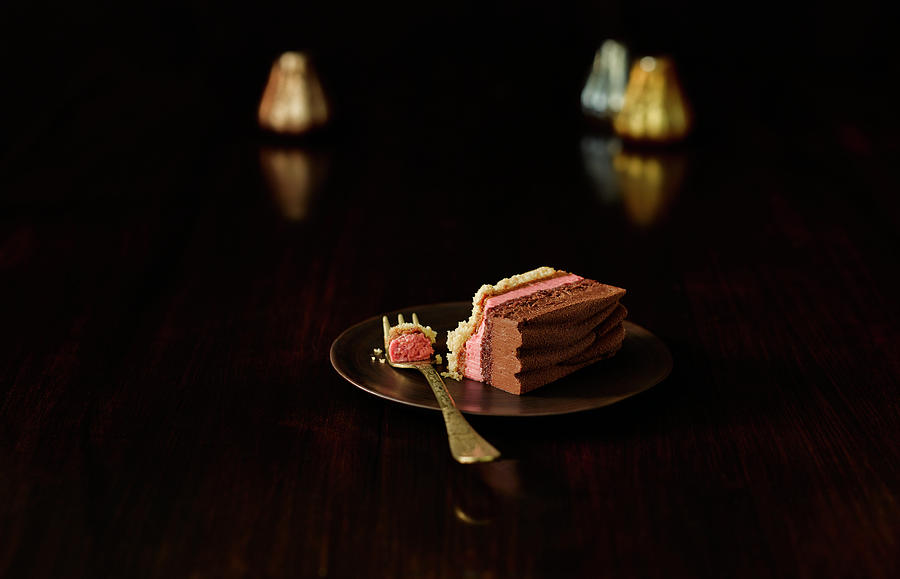 Chocolate Raspberry Layered Dessert Photograph by Gareth Morgans