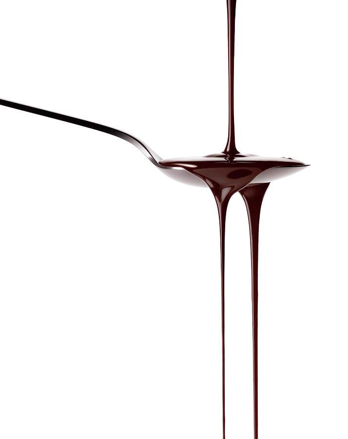 Chocolate Sauce Running From A Spoon, Chocolate, Food Photograph by R. Striegl