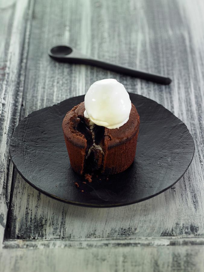 Chocolate Souffl With Ginger Ice Cream Photograph by Lawton