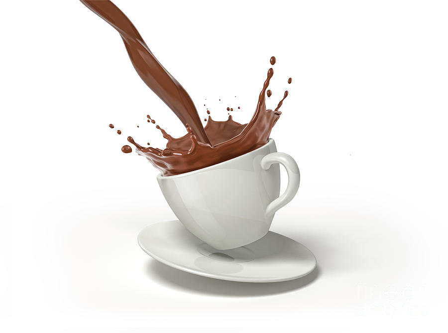 Chocolate Splashing Into Cup And Saucer By Leonello Calvetti Science