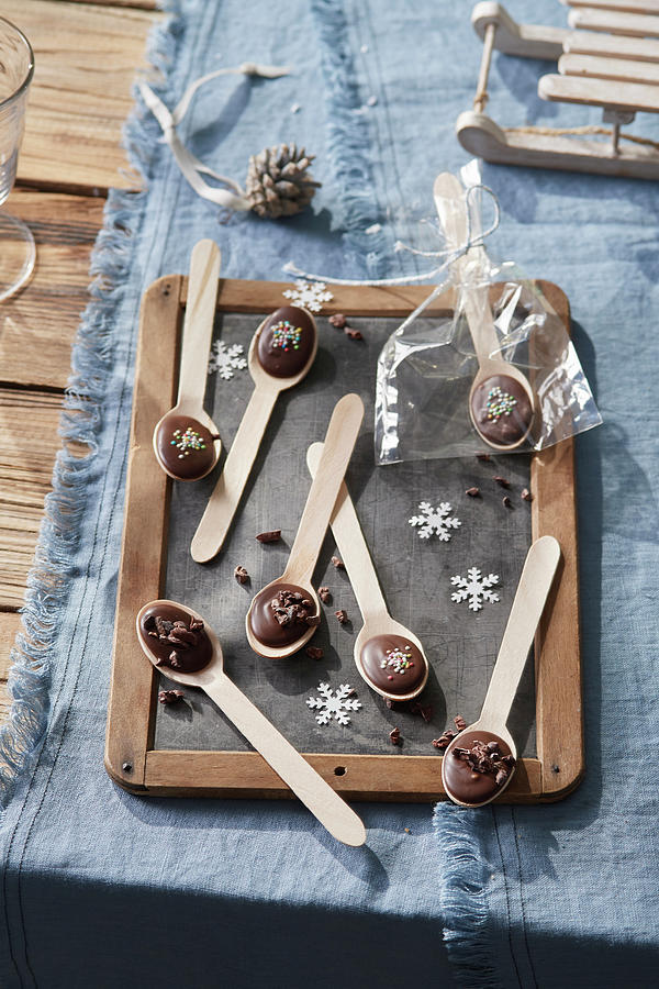 Chocolate Spoons Made As Gifts Photograph by Jan-peter Stockfood Studios / Westermann