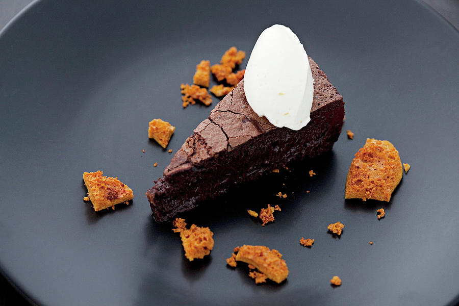 Chocolate Torte With Cream And Honeycomb Photograph by Steven Joyce