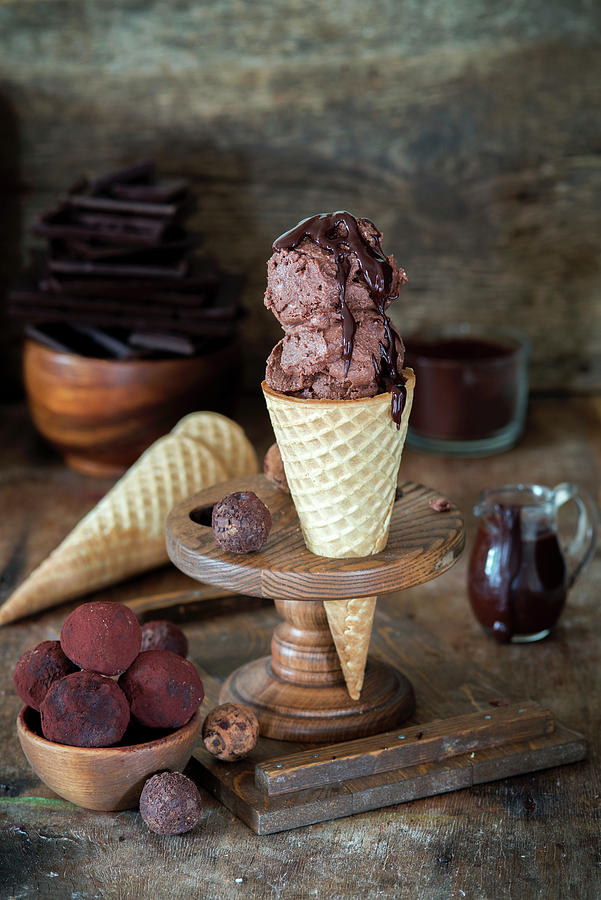 Chocolate Truffle Ice Cream Photograph by Irina Meliukh