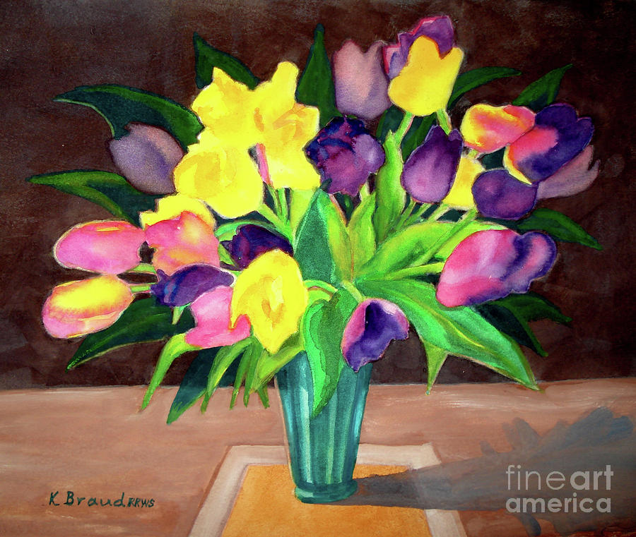 Chocolate Tulips Square Painting by Kathy Braud