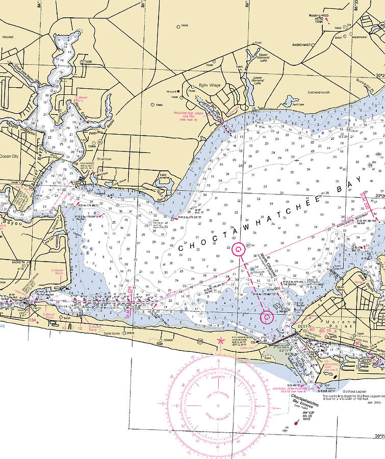 Choctawhatchee Bayflorida Nautical Chart Mixed Media by Sea Koast