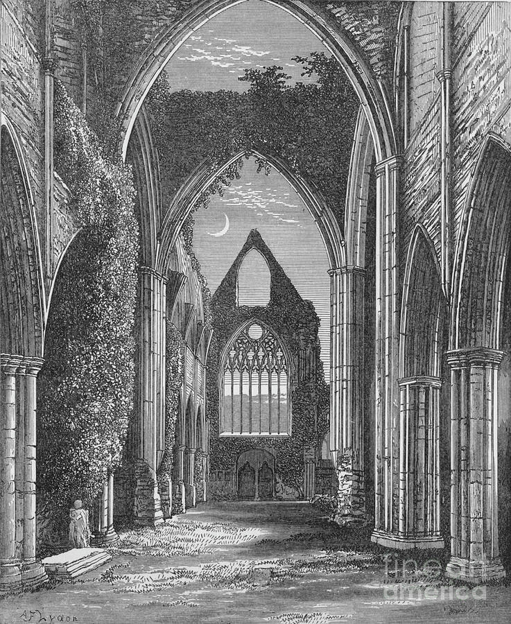Choir, Looking West, Tintern Abbey Drawing by Print Collector