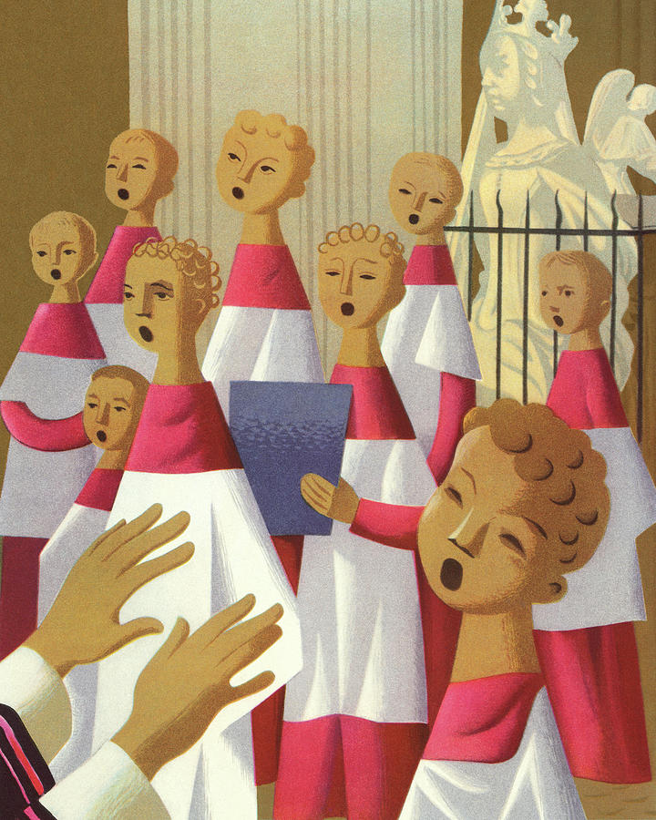 Music Drawing - Choir Singing by CSA Images