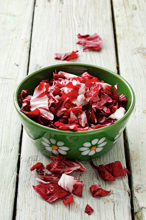 Chopped Radicchio In A Ceramic Bowl Photograph by Petr Gross