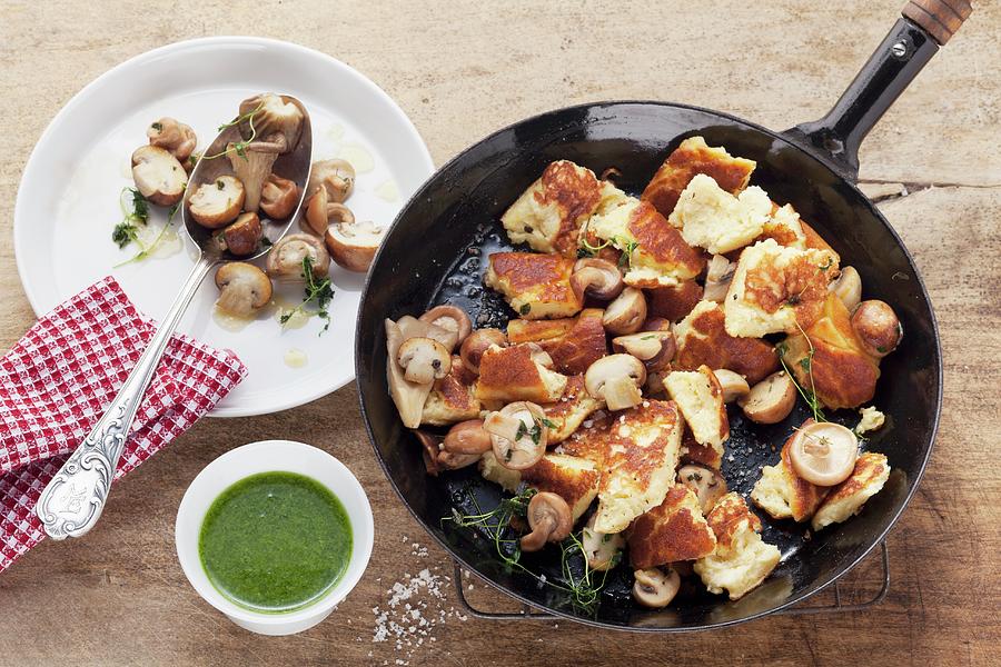 Chopped-up Potato Pancake With Mushrooms Photograph by Eising Studio - Food Photo & Video