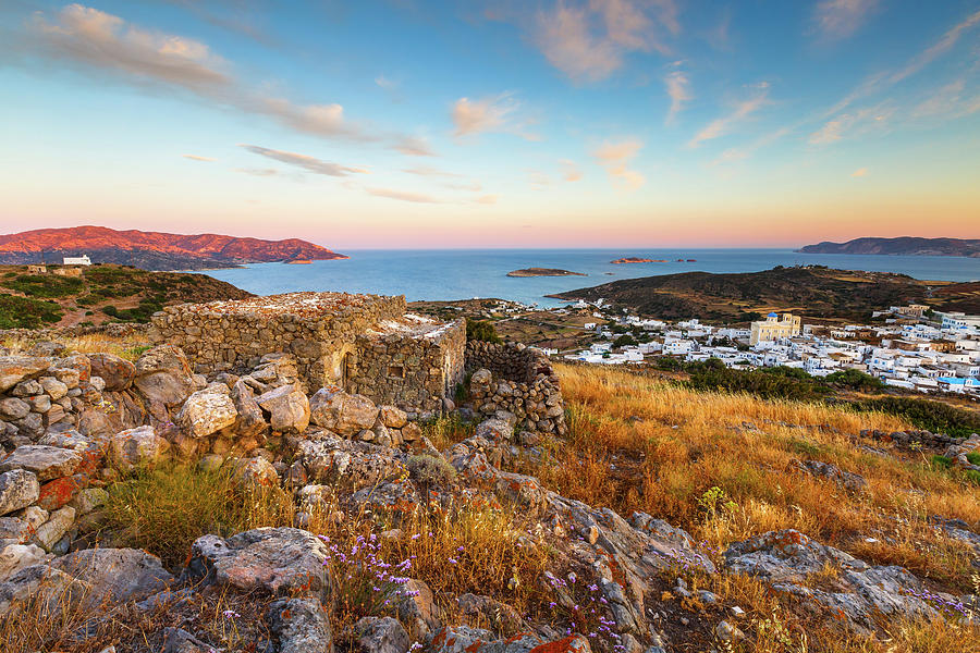 Greek Photograph - Chora Village On Kimolos And Milos Island In The Distance. by Cavan Images