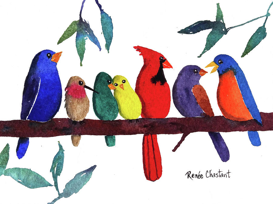 Bird Painting - Chorus Line 3 by Renee Chastant