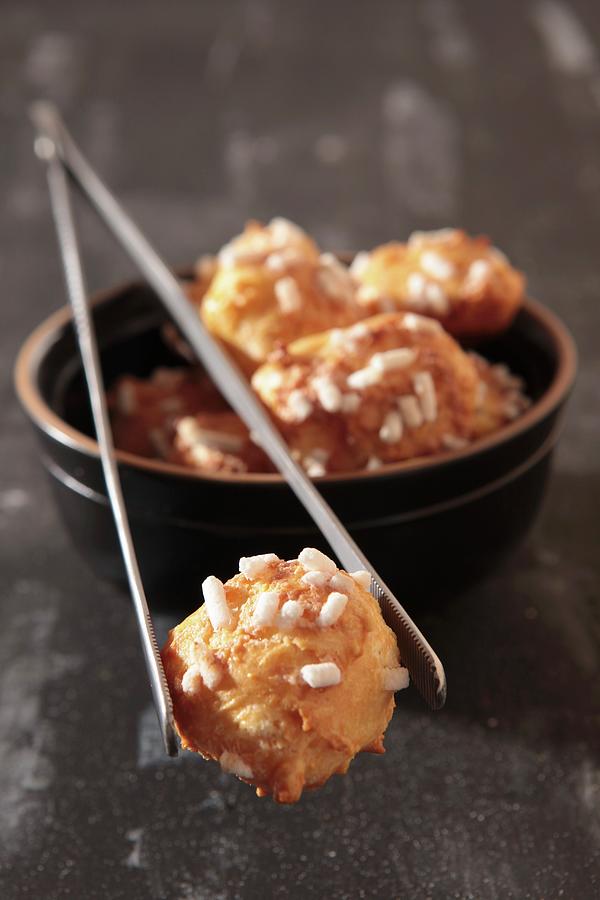 Choux Pastry Balls With Sugar Crystals Photograph by Reculez, Francine