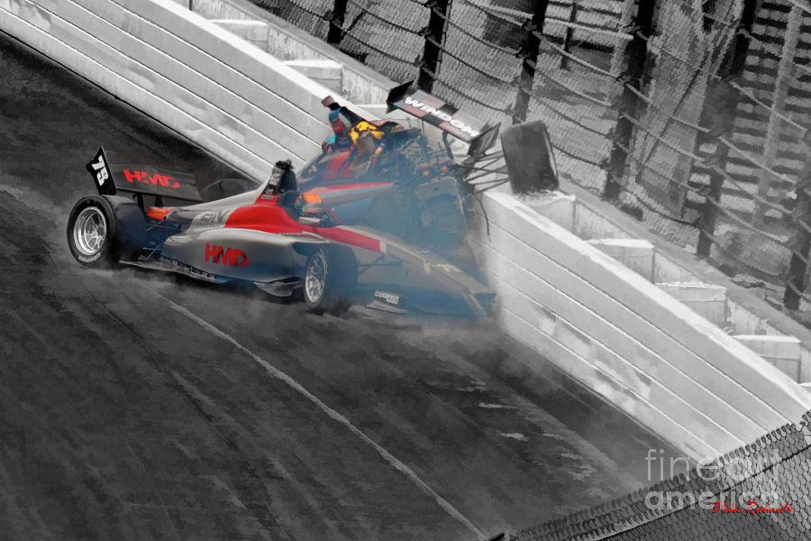 Chris Windom and David Malukas Crash Indy Lights Freedom 100 Photograph by Blake Richards