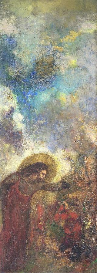 Odilon Redon Painting - Christ and Bush, 1900-02 by Odilon Redon