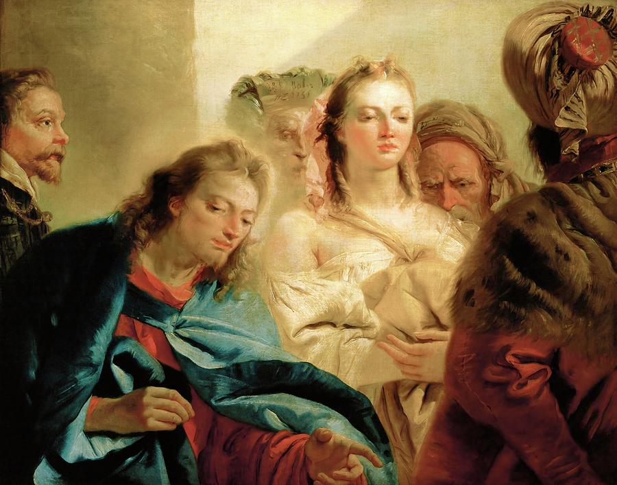 Christ and the Adulteress. Canvas, 112 x 179 cm R. F. 1975-1. Painting by Giambattista Tiepolo -1696-1770-
