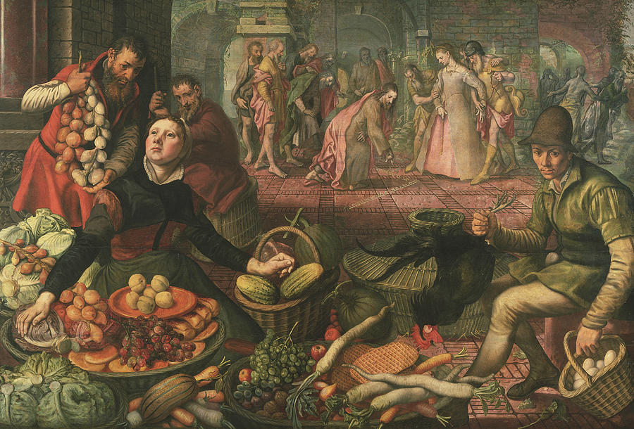 Christ and the Woman taken in Adultery Painting by Pieter Aertsen
