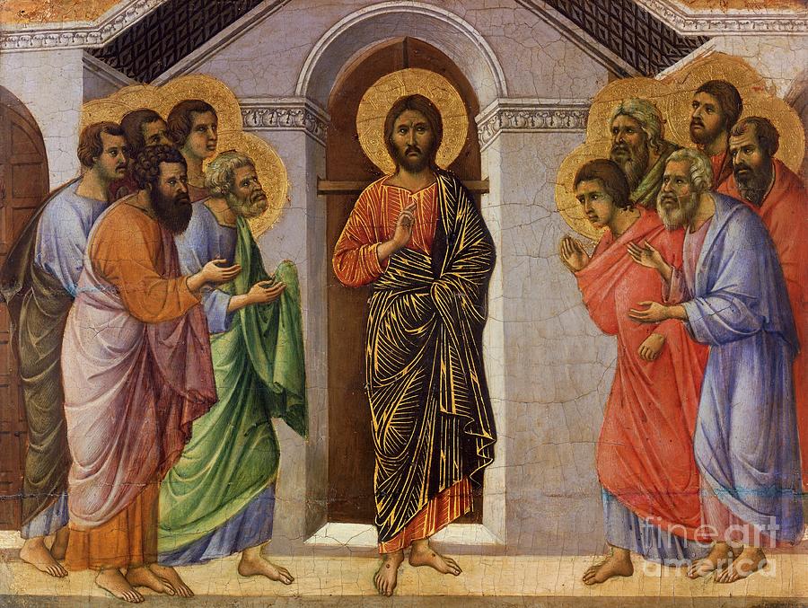 Christ Appears To Apostles Behind Closed Doors, Detail Painting by Duccio Di Buoninsegna