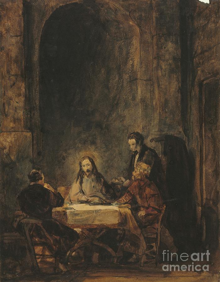 Christ At Emmaus. Creator Benjamin West Drawing by Heritage Images