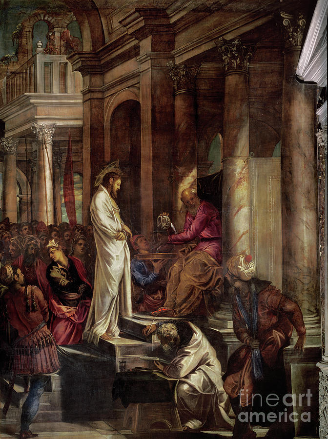 Christ Before Pilate, C.1566-67 Painting by Jacopo Robusti Tintoretto