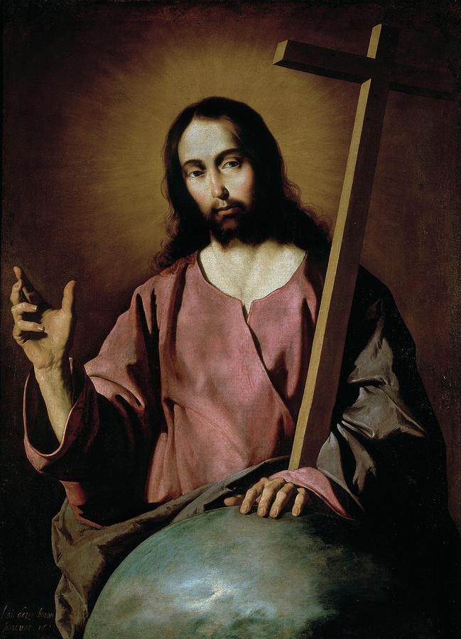 Christ Blessing, 1638, Spanish School, Oil on canvas, 100 cm x 72 cm, P... Painting by Francisco de Zurbaran -c 1598-1664-