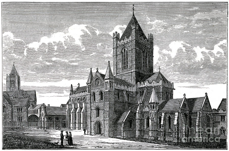 Christ Church Cathedral, Dublin, C19th Drawing by Print Collector
