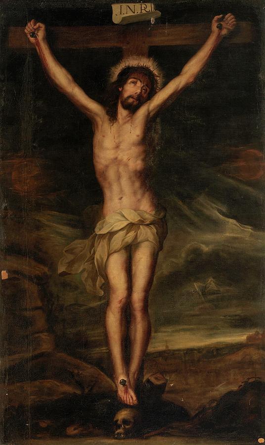 Christ Crucified, 17th century, Spanish School, Canvas, 209 cm x 123 cm, P03275. Painting by Anonymous