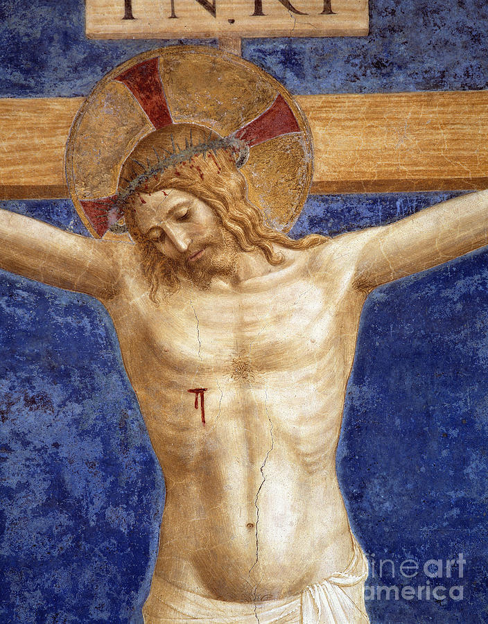Christ Crucified. Inscription inri On The Cross, Detail Painting by Fra Angelico
