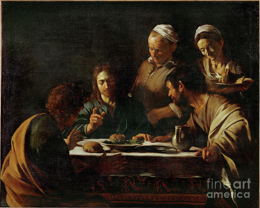 Christ In Emmaus Painting by Caravaggio