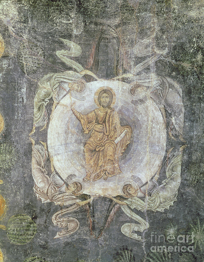 Christ In Majesty Surrounded By Four Angels, Ceiling Painting, 11th-14th Century Painting by Byzantine