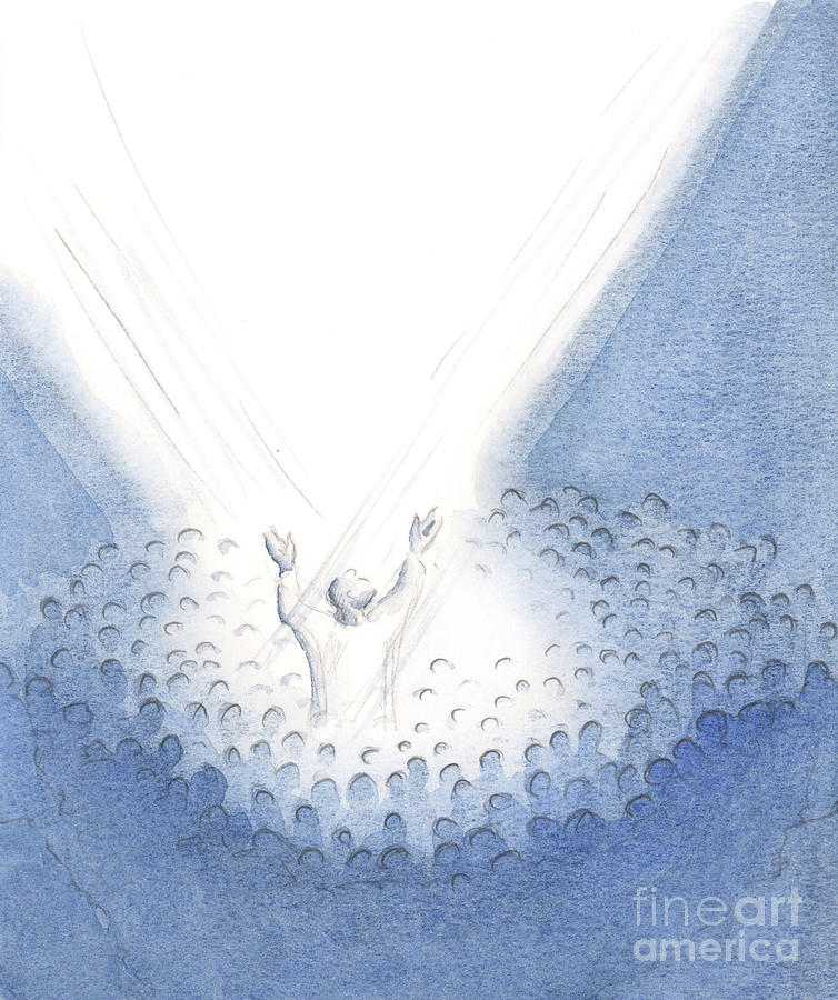 Christ Is Present Here With Us At The Mass, Truly Human, From Our Midst Offering His Sacrifice Painting by Elizabeth Wang