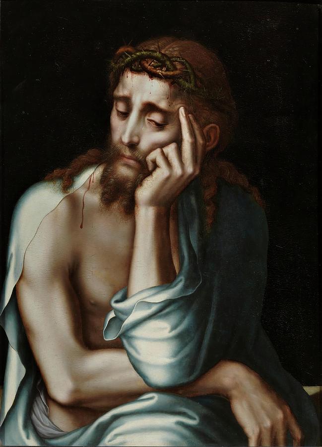 Christ, Man of Sorrows. 1566. Oil on panel. Painting by Luis de Morales -1509-1586- Christ, Man of Sorrows. 1566. Oil on panel. Painting by Luis de Morales -1509-1586-
