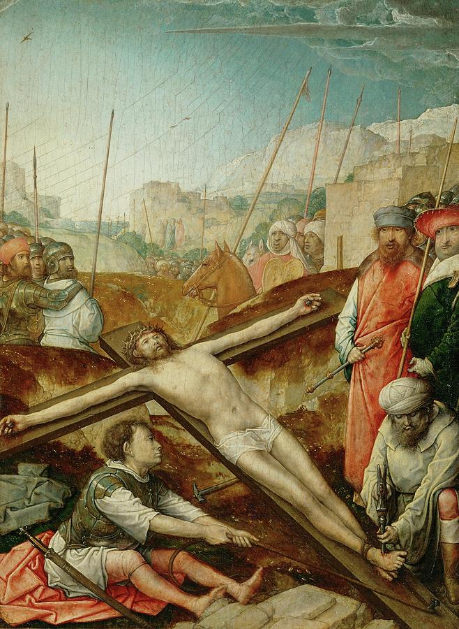 Christ nailed to the cross. Oakwood, 21,6 x 15,7 cm Inv. 6272. JUAN DE FLANDES . Painting by Juan de Flandes -c 1460-c 1519-