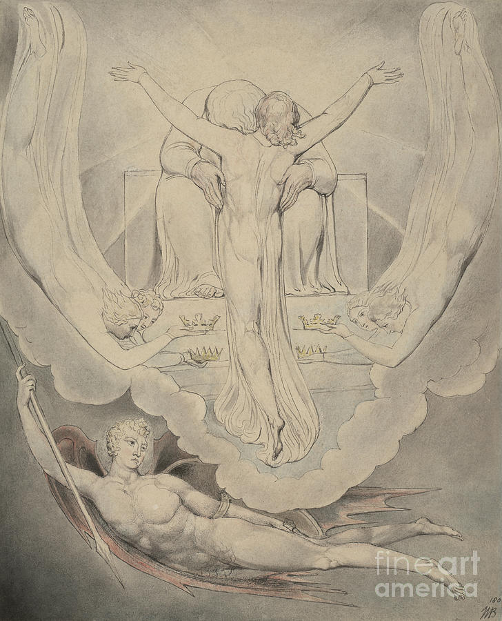 Christ Offers to Redeem Man Painting by William Blake