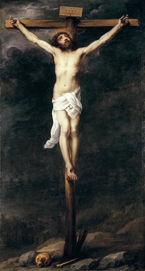 Christ on the Cross, 1660-70, Oil on canvas, 208,9 x 113 cm. Painting by Bartolome Esteban Murillo -1611-1682-
