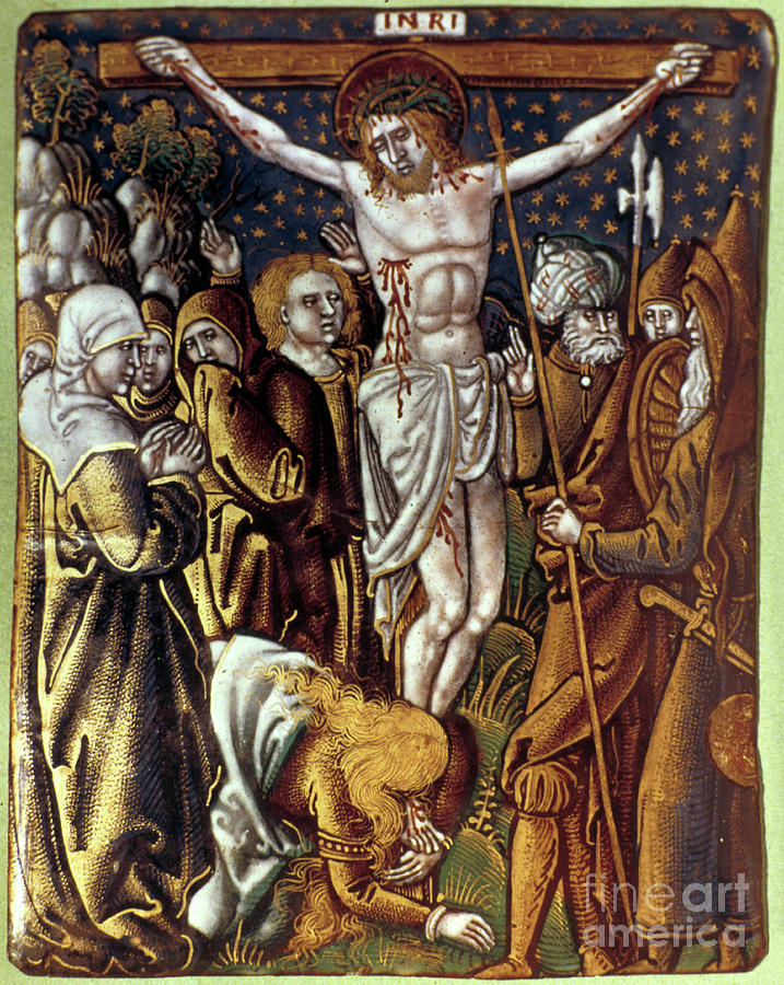 Christ On The Cross, 16th Century Drawing by Print Collector