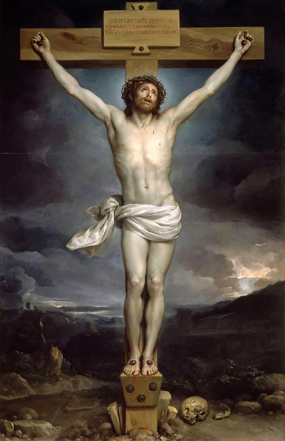 Christ on the Cross, 1761-1769, Oil on panel, 198 x 115 cm. ANTON RAPHAEL MENGS . Painting by Anton Raphael Mengs -1728-1779-