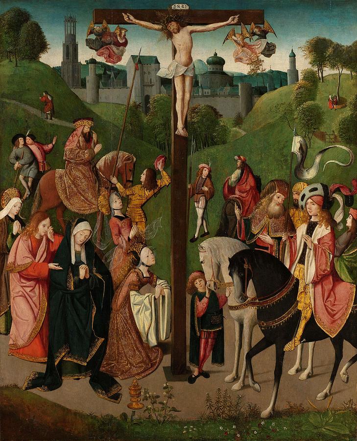 Christ on the Cross. Painting by Master of the Figdor Deposition -circle of-