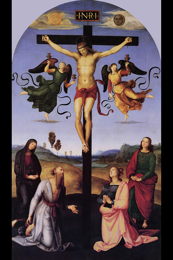 Christ on the cross Painting by Raffaello Sanzio da Urbino