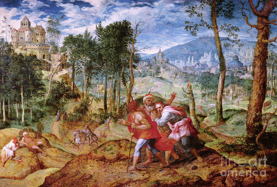 Castle Painting - Christ On The Road To Emmaus by Jan Van Mastel