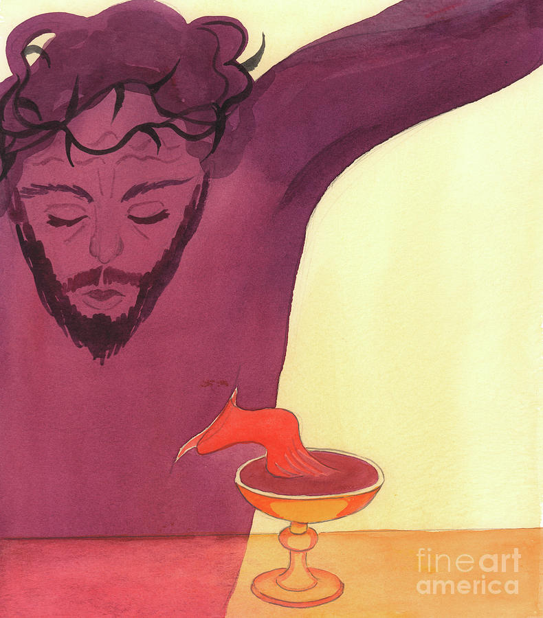Christ Poured Out His Life Blood For Us, On Calvary Painting by Elizabeth Wang
