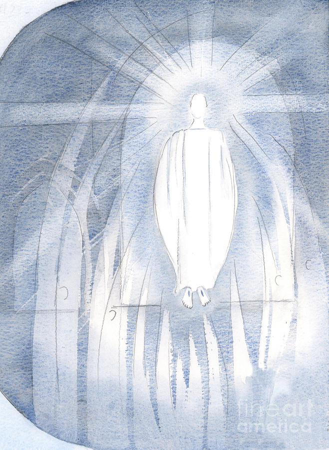 Christ Stood Before The Tabernacle, Surrounded By Adoring Angels Painting by Elizabeth Wang