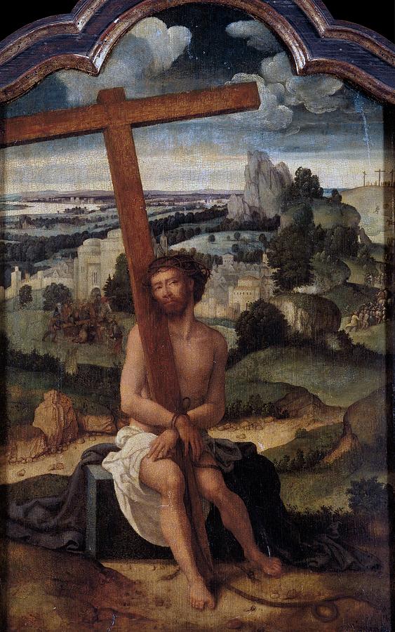 Christ, The Man of Sorrow, First half 16th century, Flemish School, Oil on... Painting by Adrian Isenbrandt -c 1480-1551-