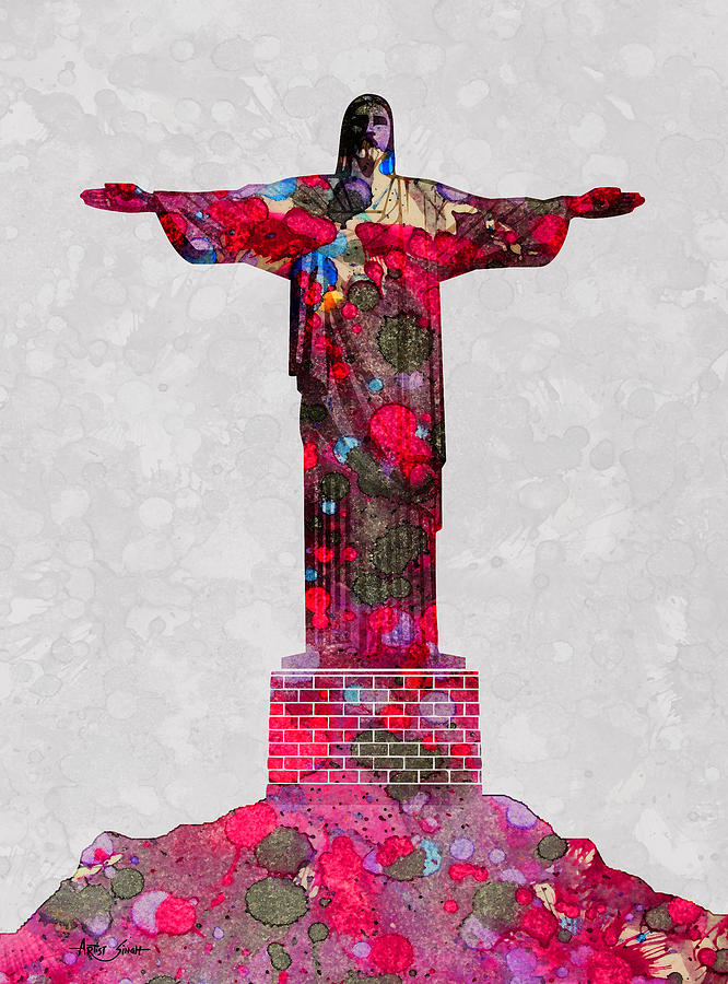 Christ The Redeemer Water Color Artist Singh Mixed Media By Artguru Official Maps Fine Art 7206